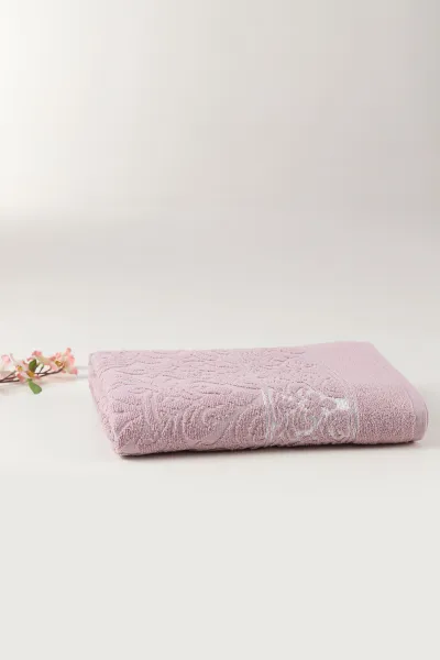 Pudra 90x140 Cm Jakarlı Desenli Taç Banyo Havlusu 479183