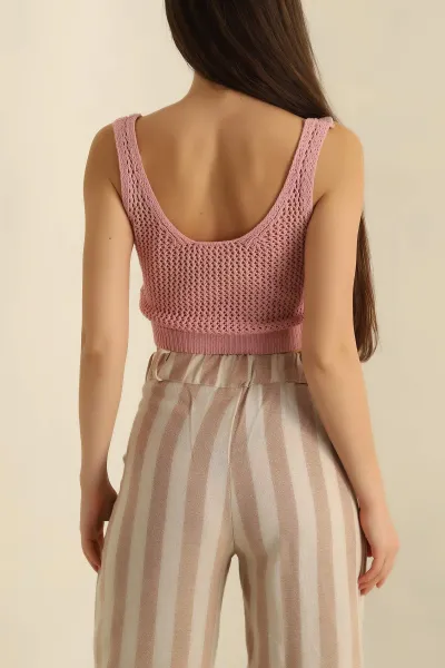 Pudra Ajurlu Triko Bluz 271038