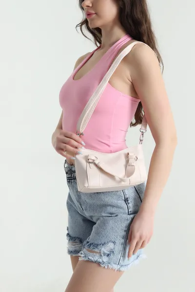 Pudra Ayarlanabilir Askılı Fermuarlı Kadın El Kol ve Omuz Çantası 453538