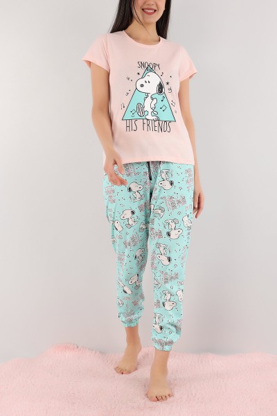Pudra Baskılı Bayan Pijama Takımı 165761