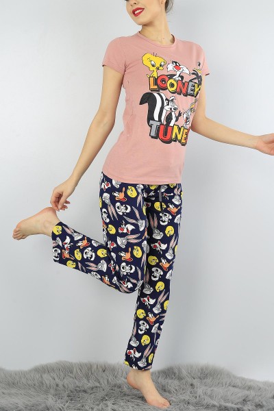 Pudra Baskılı Bayan Pijama Takımı 52074