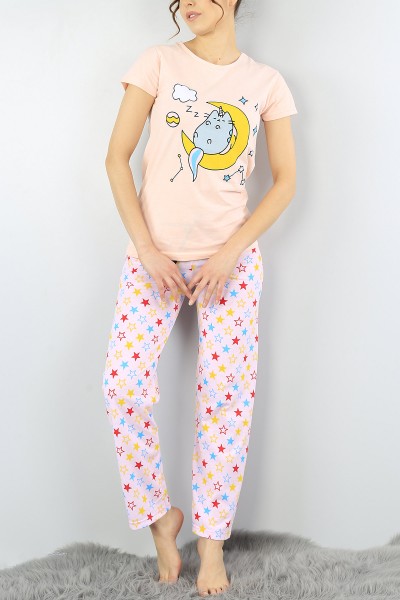 Pudra Baskılı Bayan Pijama Takımı 52274