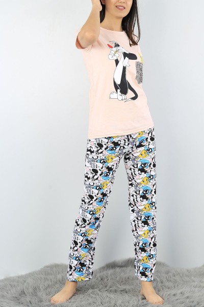 Pudra Baskılı Bayan Pijama Takımı 52337