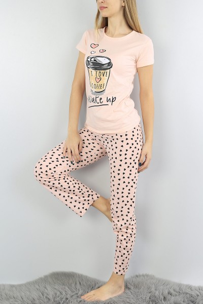 Pudra Baskılı Bayan Pijama Takımı 54410
