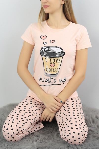 Pudra Baskılı Bayan Pijama Takımı 54410