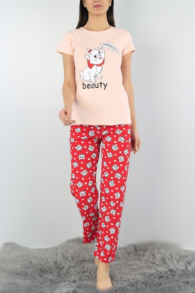 Pudra Baskılı Bayan Pijama Takımı 54416