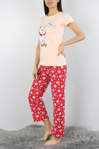 Pudra Baskılı Bayan Pijama Takımı 54416