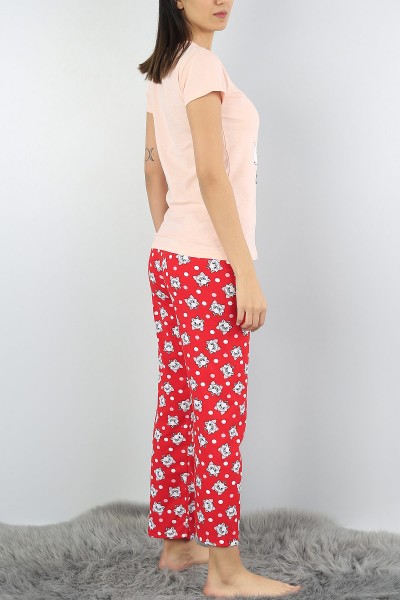Pudra Baskılı Bayan Pijama Takımı 54416