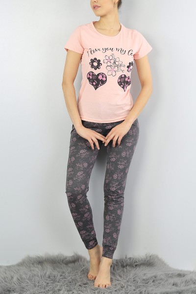 Pudra Baskılı Bayan Pijama Takımı 54882