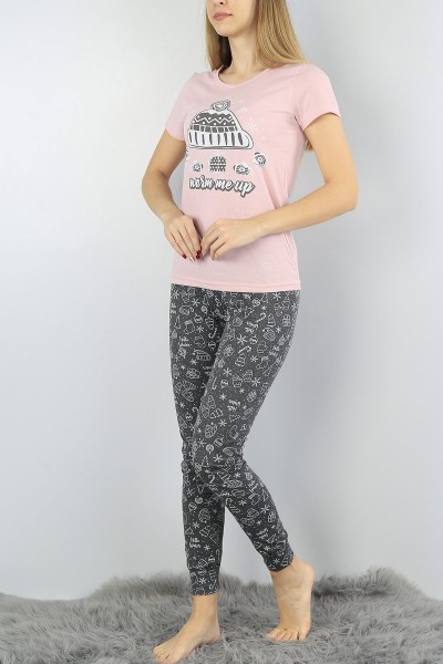 Pudra Baskılı Bayan Pijama Takımı 54906