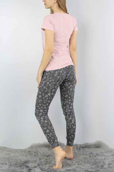 Pudra Baskılı Bayan Pijama Takımı 54906