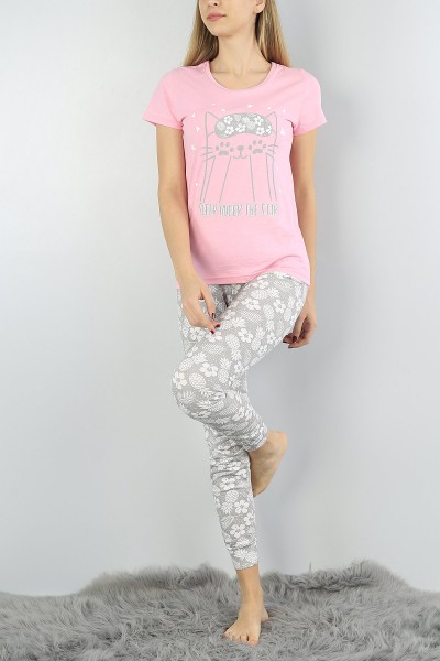 Pudra Baskılı Bayan Pijama Takımı 54920