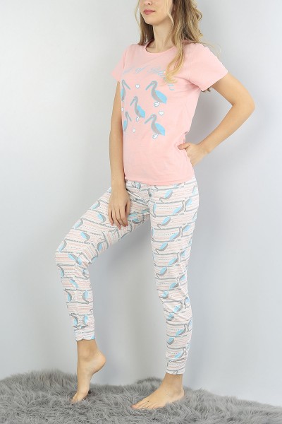 Pudra Baskılı Bayan Pijama Takımı 55004