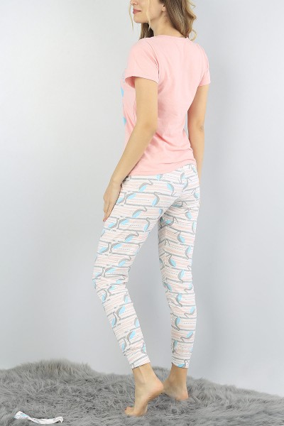 Pudra Baskılı Bayan Pijama Takımı 55004