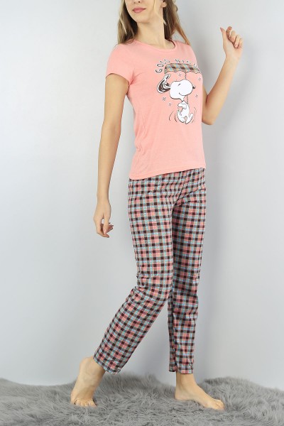 Pudra Baskılı Bayan Pijama Takımı 55005