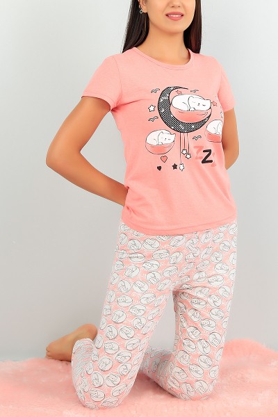Pudra Baskılı Bayan Pijama Takımı 73481