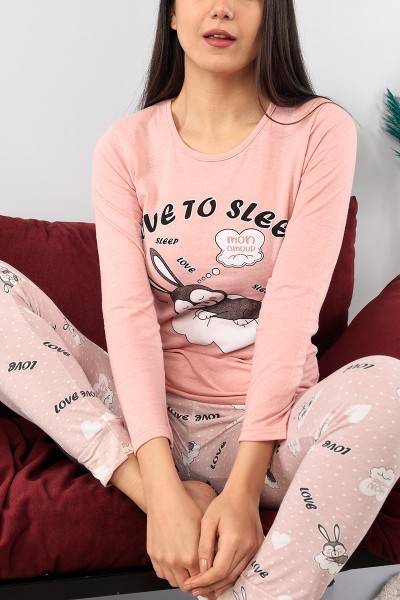 Pudra Baskılı Bayan Pijama Takımı 89439