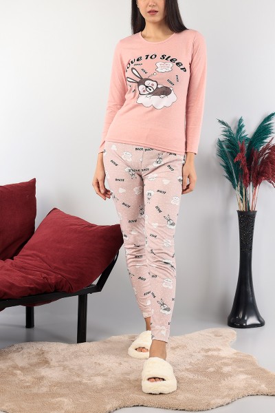 Pudra Baskılı Bayan Pijama Takımı 89439