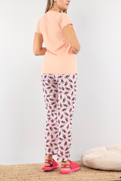Pudra Baskılı Bayan Pijama Takımı 92094