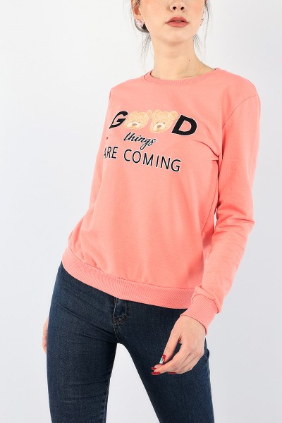 Pudra Baskılı Bayan Sweat 92121