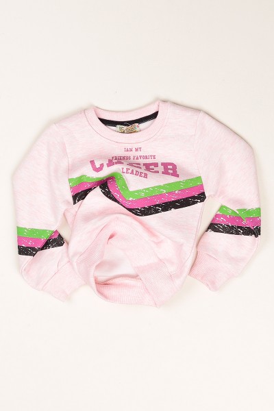 Pudra Baskılı İçi Şardonlu Kız Çocuk Sweat 79467
