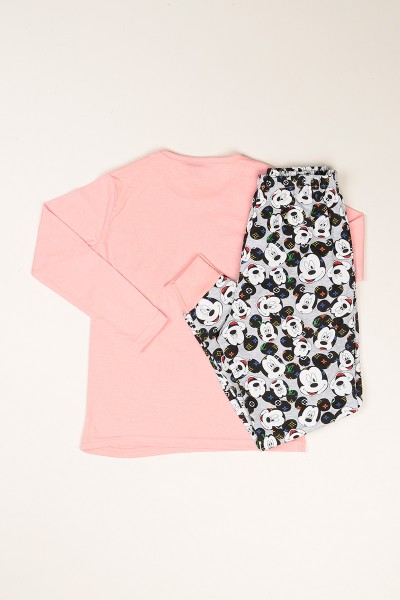 Pudra Baskılı Kız Çocuk Pijama Takımı 77938