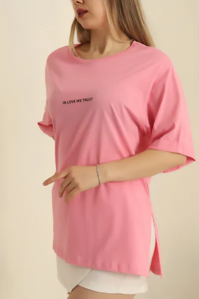 Pembe Baskılı  Süprem Bayan Tişört 254525