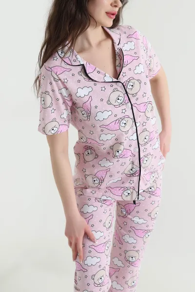 Pudra Baskılı Süprem Kadın Pijama Takımı 451871