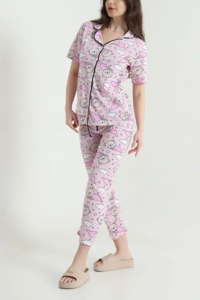 Pudra Baskılı Süprem Kadın Pijama Takımı 451871