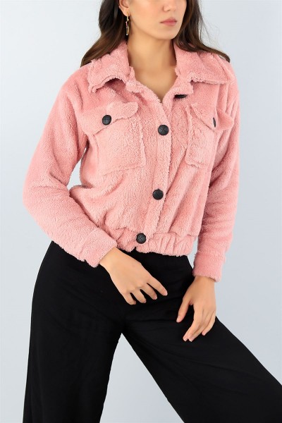 Pudra Bayan Düğmeli Yumoş Polar 45495