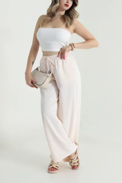 Pudra Bel Lastikli Linda Kadın Pantolon 484339