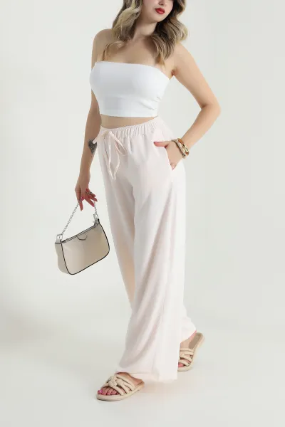 Pudra Bel Lastikli Linda Kadın Pantolon 484339