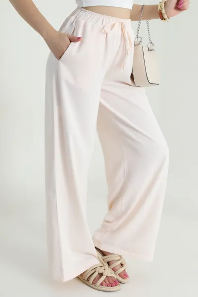 Pudra Bel Lastikli Linda Kadın Pantolon 484339