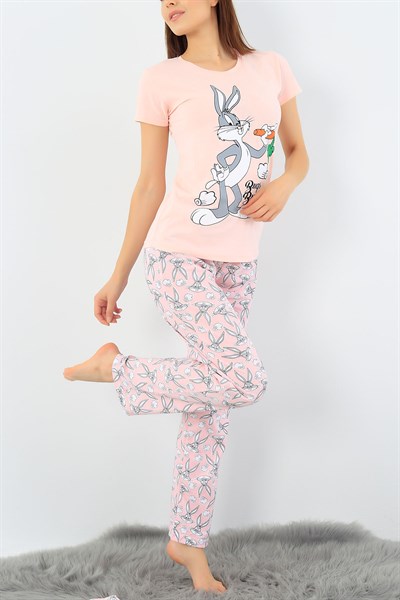 Pudra Bugs Bunny Baskılı Pijama Takımı 37310