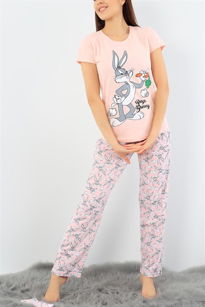 Pudra Bugs Bunny Baskılı Pijama Takımı 37310