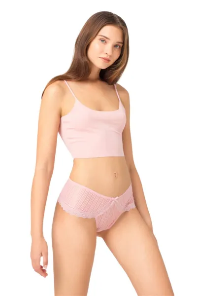 Pudra CH0126 Çizgi Dantelli Taş Detaylı Kadın Hipster Külot 243990