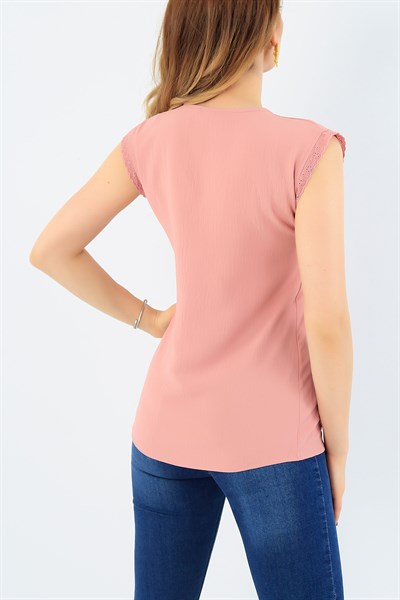 Pudra Dantelli Kol Bluz 35643