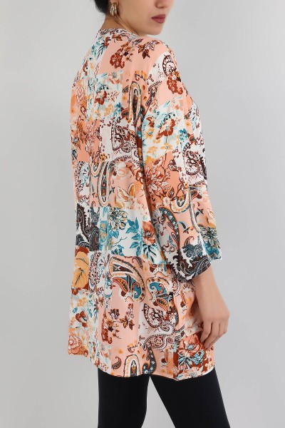 Pudra Desenli Dokuma Viskon Kimono 162928