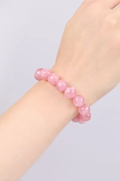 Pudra Doğal Taş Unisex Lastikli Bileklik 468940