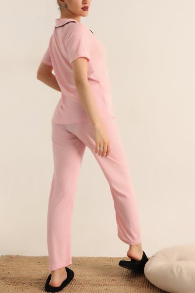 Pudra Düğmeli Bayan Pijama Takımı 181834