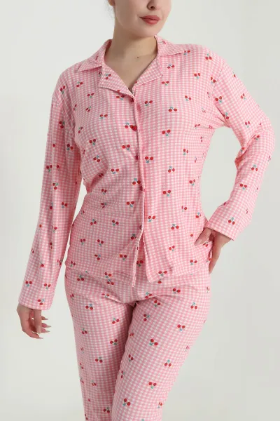 Pudra Düğmeli Süet Kadın Pijama Takımı 492769