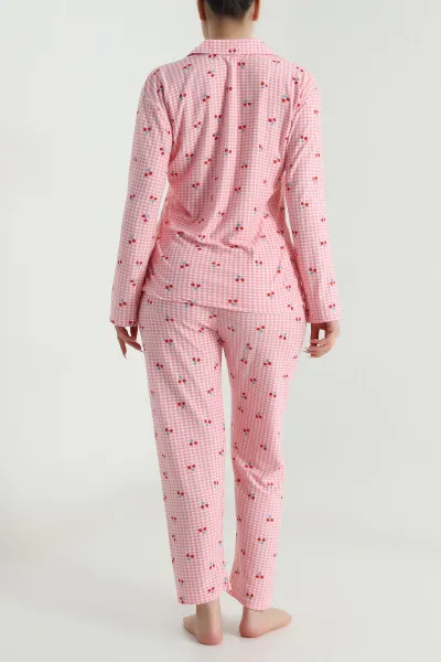 Pudra Düğmeli Süet Kadın Pijama Takımı 492769