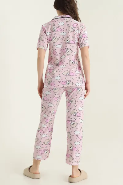 Pudra Düğmeli Süprem Kadın Pijama Takımı 437000