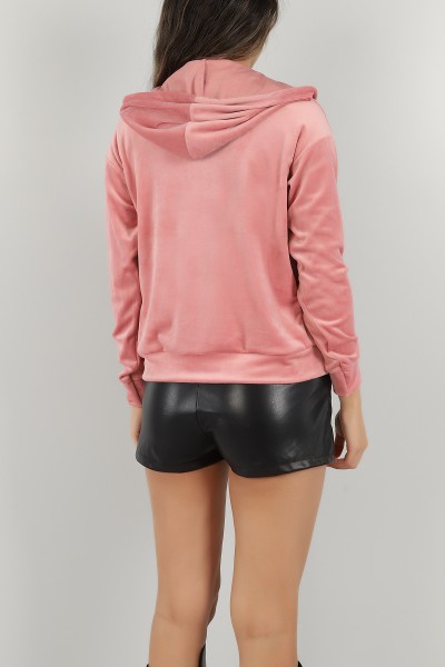 Pudra Fermuarlı Kadife Sweat 147275