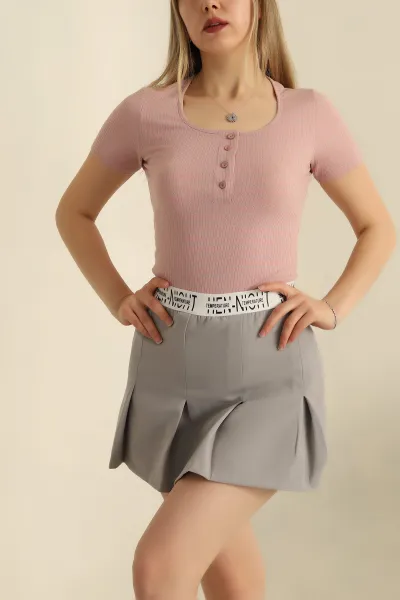 Pudra Fitilli Varak Çizgili Bluz 258133