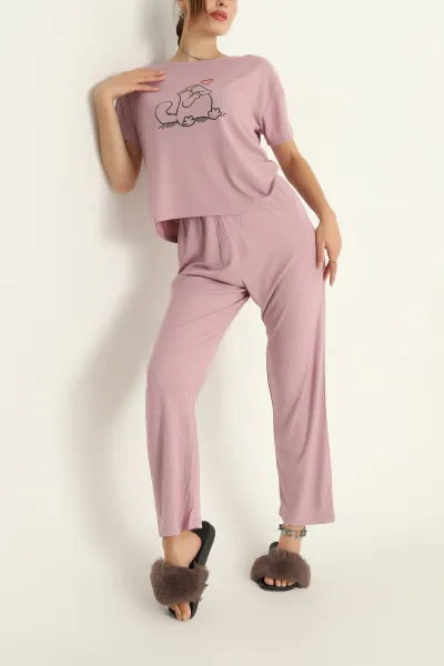Pudra Fitilli Viskon Bayan Pijama Takımı 288968