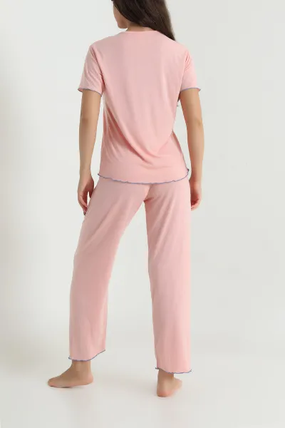 Pudra Fiyonk Detay Kadın Pijama Takımı 467255