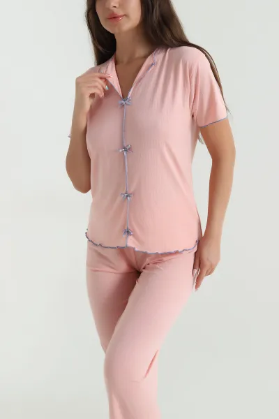 Pudra Fiyonk Detay Kadın Pijama Takımı 467255