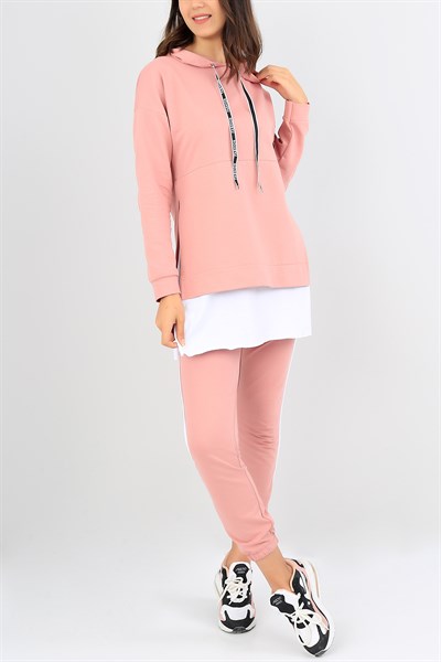 Pudra Garnili Kapüşonlu Bayan İkili Takım 38207