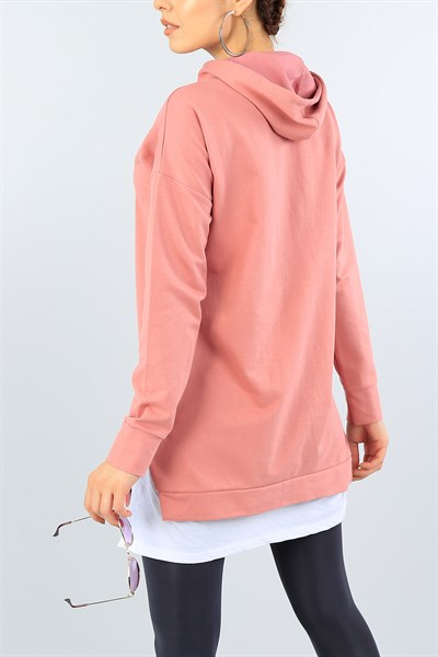 Pudra Garnili Kapüşonlu Tunik 40131